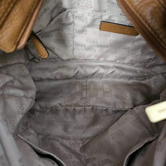 MICHAEL KORS Whipped Chelsea Brown Leather Gold Chain Large Shoulder Bag COA - Picture 5 of 15